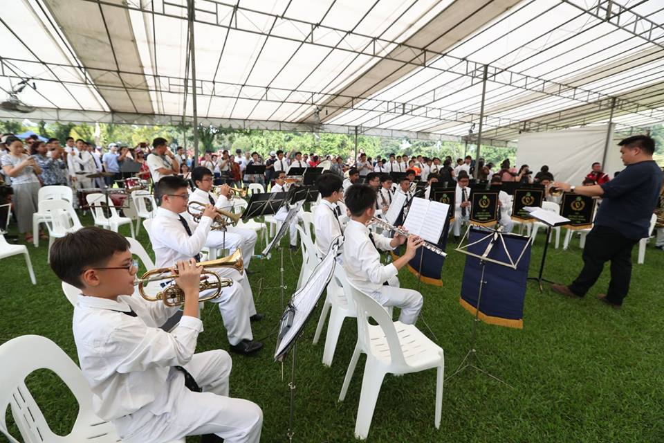 Students of St Patrick's School Band giving their performance at Istana. 