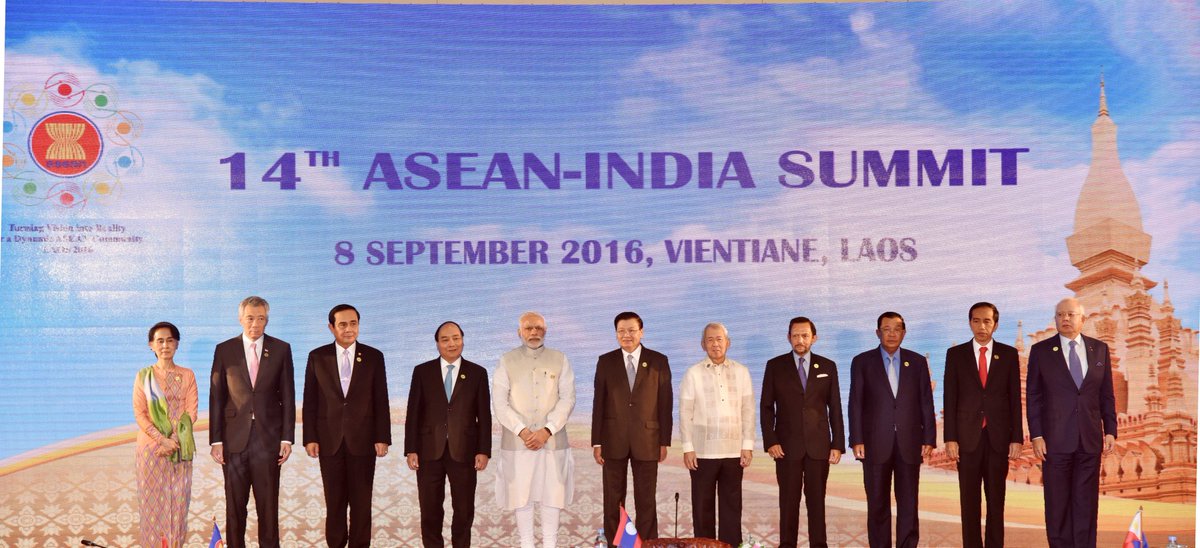 PM Modi with ASEAN leaders at the 2016 summit. 