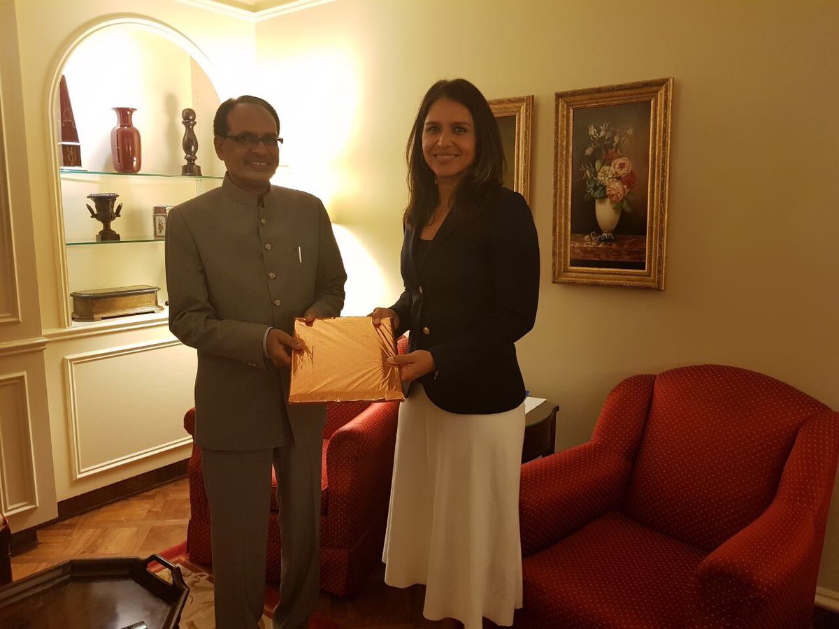 Shivraj Singh Chouhan with US lawmaker Tulsi Gabbard.