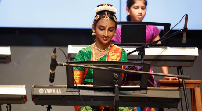 hildren also learn the art of playing instruments at GICC. 