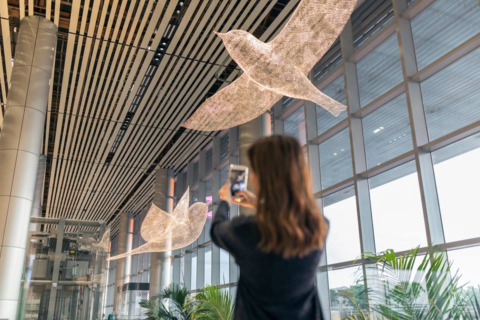 Les Oiseaux are metaphorical representation of human feelings inside Terminal 4. 