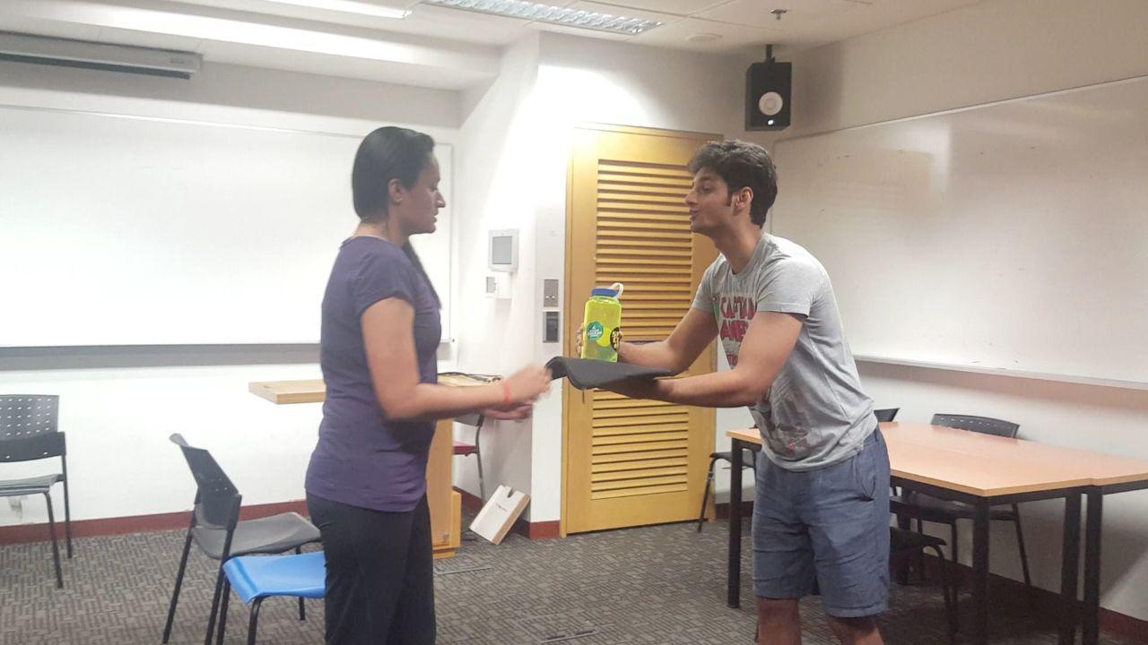 The cast of The Pizza Delivery Boy during rehearsals.