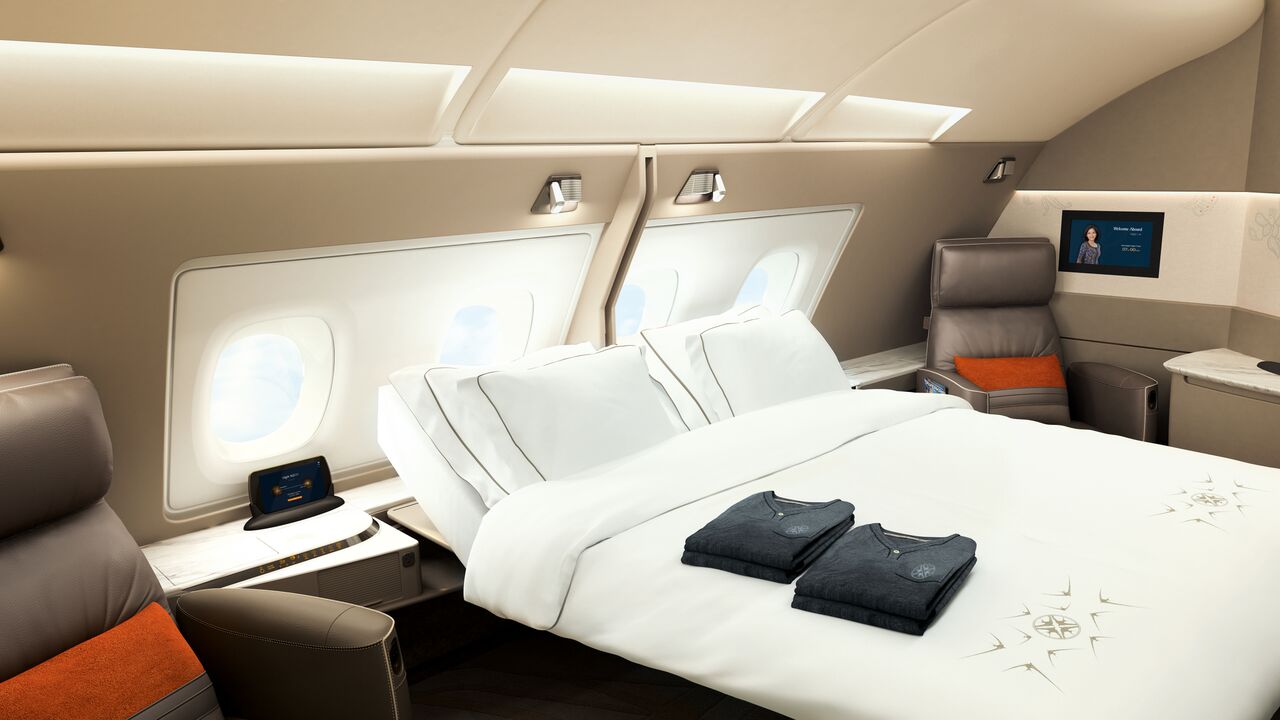 The new suite of SIA's Airbus A380 provides comfort of a 'homely' bedroom. 