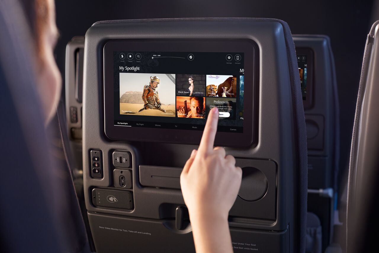 New economy class seats of SIA feature an 11-inch touchscreen monitor.
