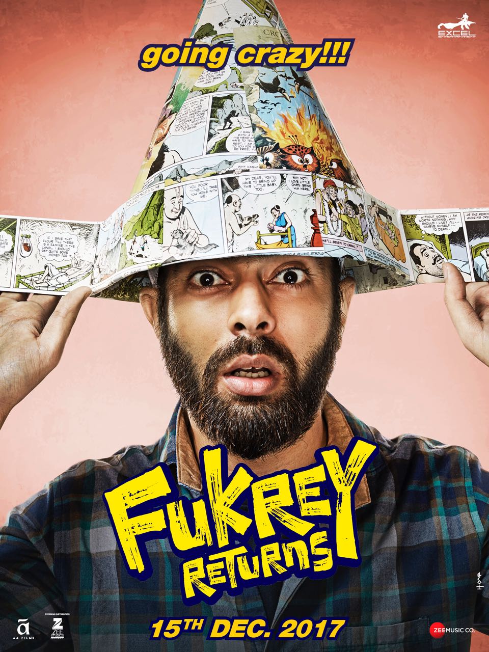 High dose of laughter comes with Fukrey Returns	 Fukrey gang of actors are back and this time they are all set to take us on a crazy laugh riot with its sequel Fukrey Returns. The makers of the upcoming comedy movie released the solo posters of Hunny (Pulkit Samrat), Choocha (Varun Sharma), Lali (Manjot Singh), Zafar (Ali Fazal) and Bholi Punjaban (Richa Chadda). Posters  The new posters give us the idea of the cast members' screen characters. Fukrey was one of the most surprising box-office hits of 2013.  Directed by Mrighdeep Singh, produced by Excel Entertainment and distributed by Zee Studios International, Fukrey Returns is slated to release on December 15th, 2017.