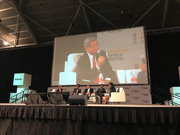 Vish Mishra of Clearstone Venture Partners speaking at the Singapore Fintech Conference.