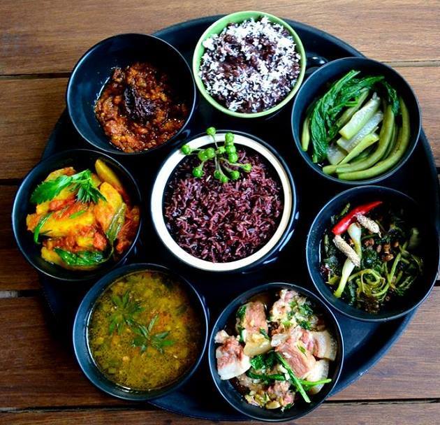 The Naga thali brims with vegetables, chillies and variety of meat and fish, which are often smoked, dried or fermented
