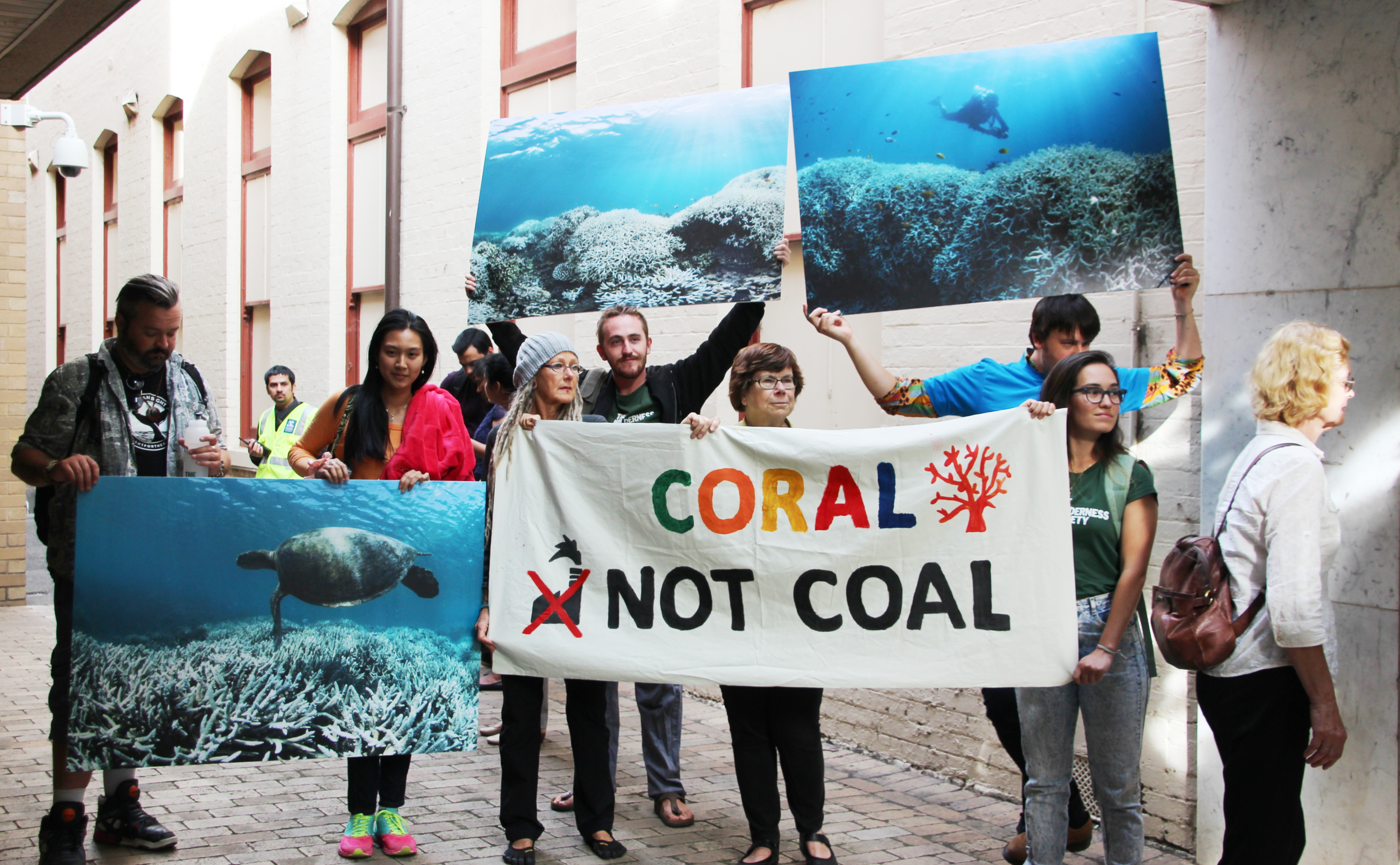 Protesters against expansion plans that would affect the Great Barrier Reef.