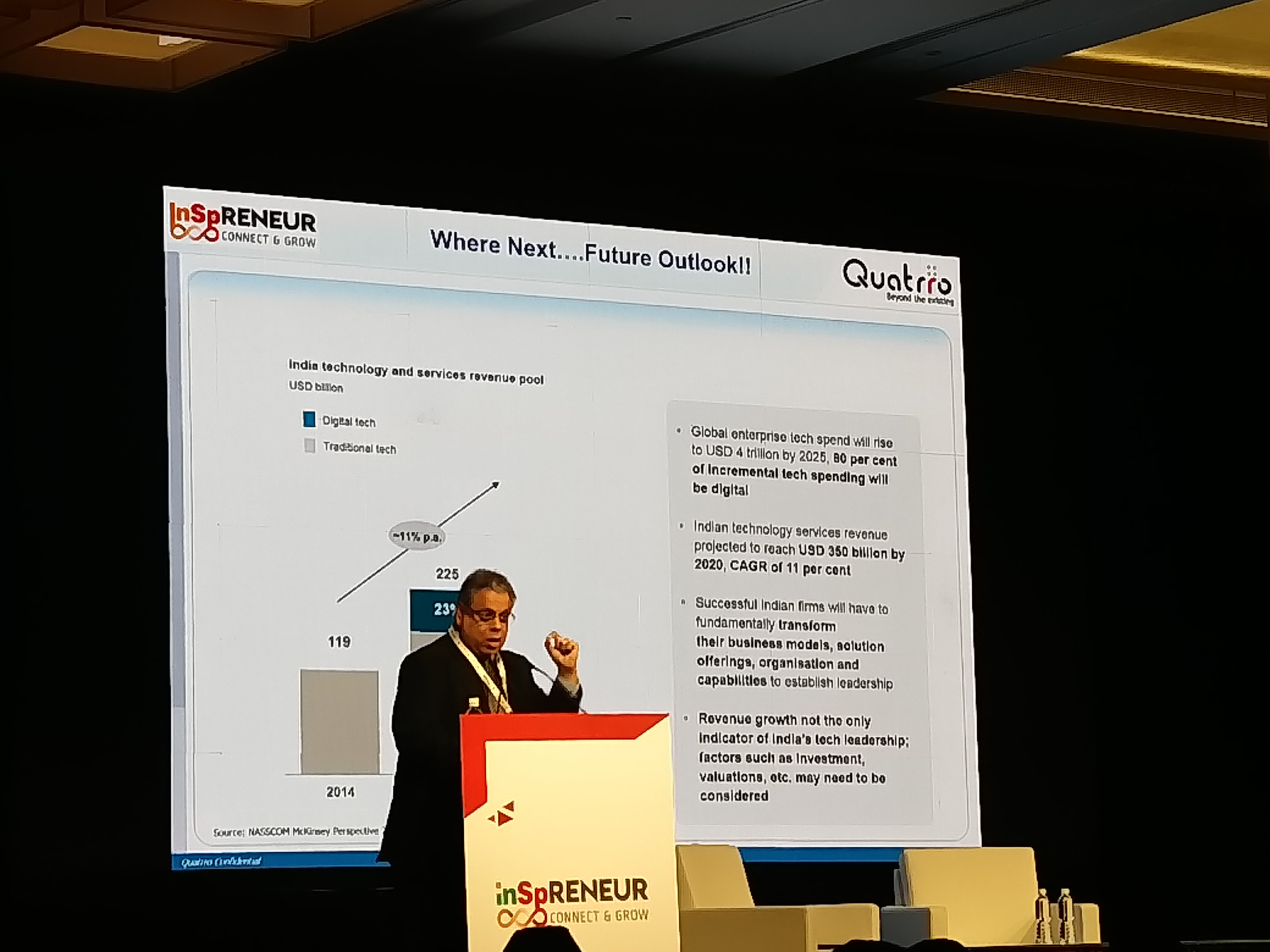Raman Roy, Chairman, National Association of Software & Services Companies (NASSCOM), India delivered the keynote address. The MD and CEO of business and knowledge processing services firm Quatrro highlighted that India, the third largest startups market in the world, needs to reskill its workforce