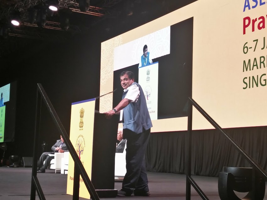 Nitin Gadkari at ASEAN India Pravasi Bharatiya Divas, Singapore.
