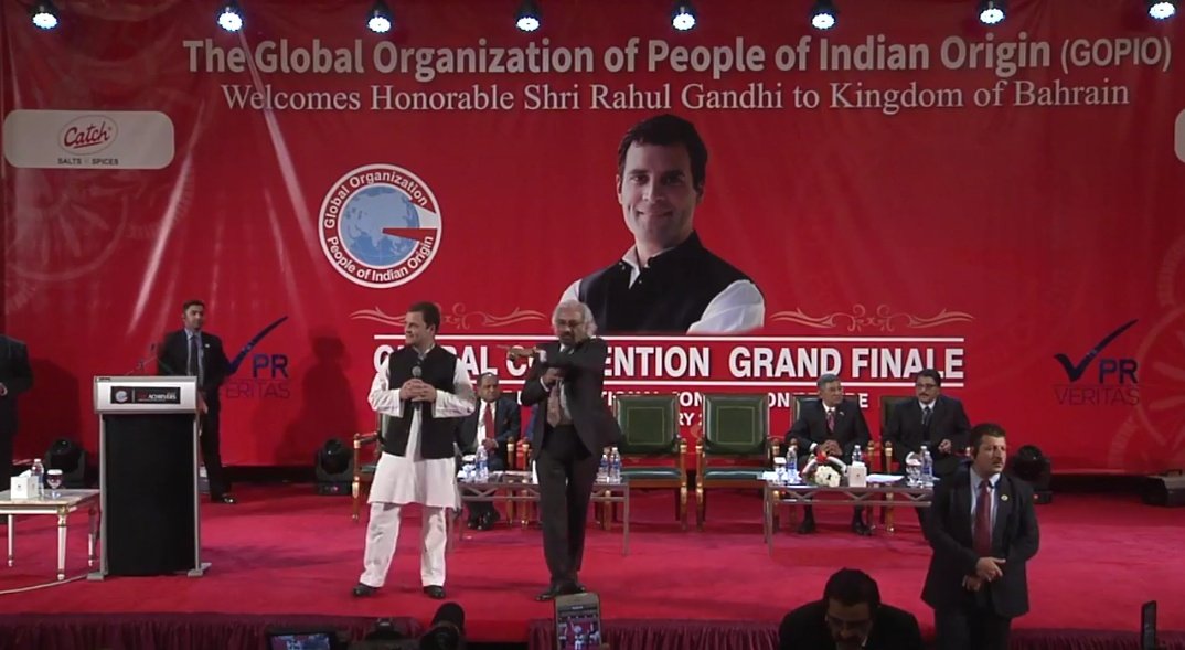 Rahul Gandhi while interacting with the gathering in Bahrain during the Question-Answer session.