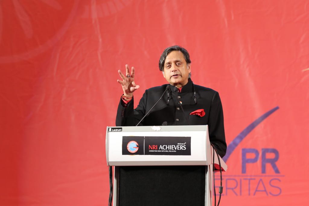 Noted author and Member of Parliament of India Shashi Tharoor speaking at GOPIO convention in Bahrain. 