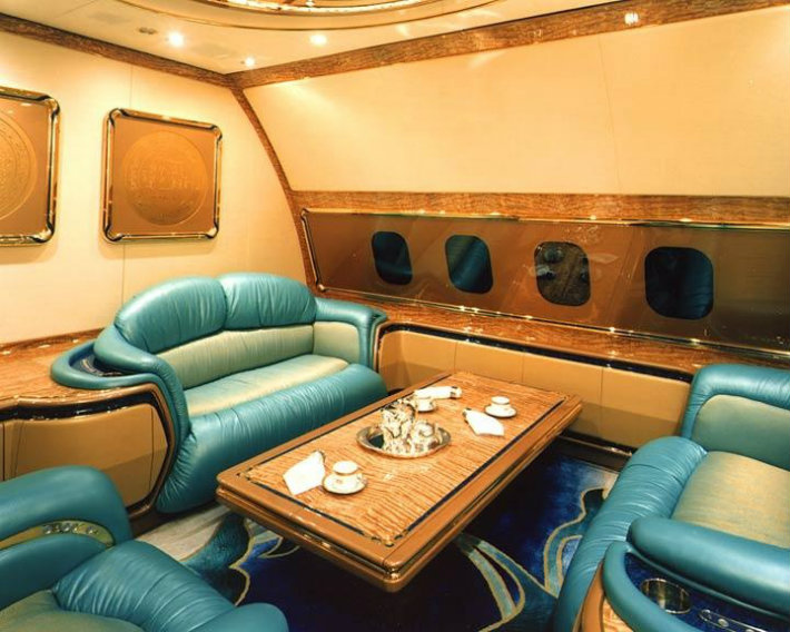 Interior view of the Boeing 747-400 aircraft owned by Brunei Sultan Hassanal Bolkiah.