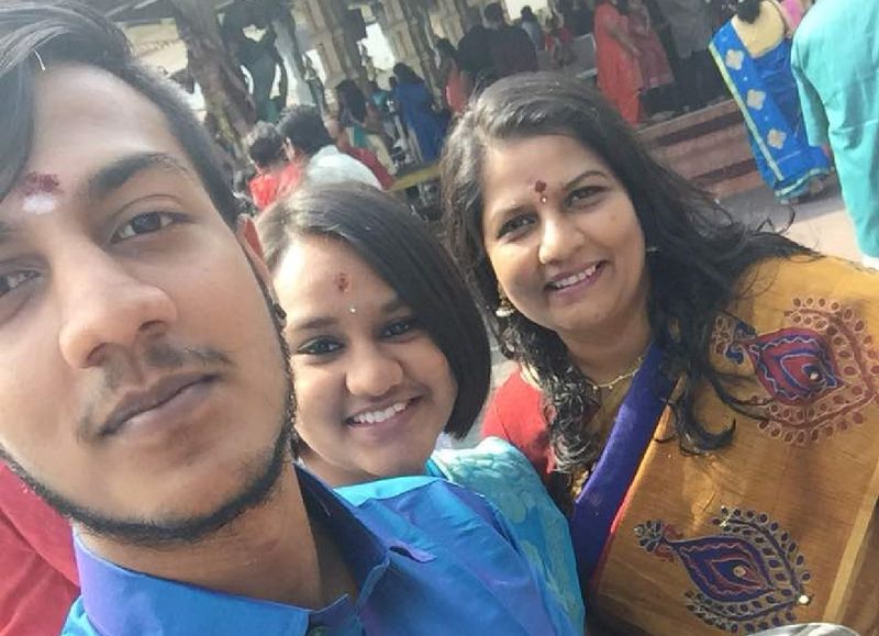 Karan Dinish, Tevi Darsiny and their mother M. Indira Gandhi. Photo courtesy: M. Indira Gandhi