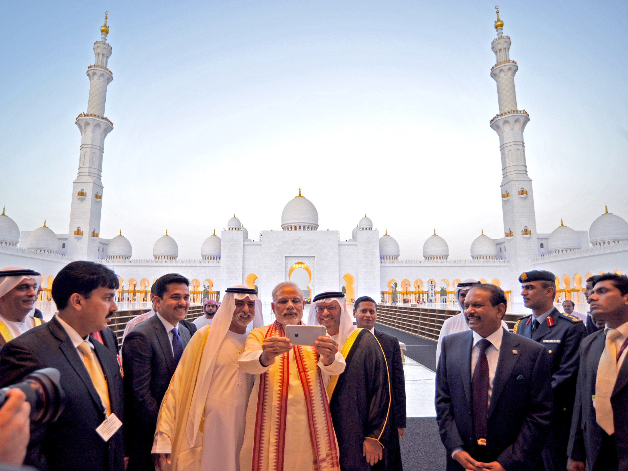 Indian Prime Minister Narendra Modi present in a mosque during his visit to UAE in August 2015.