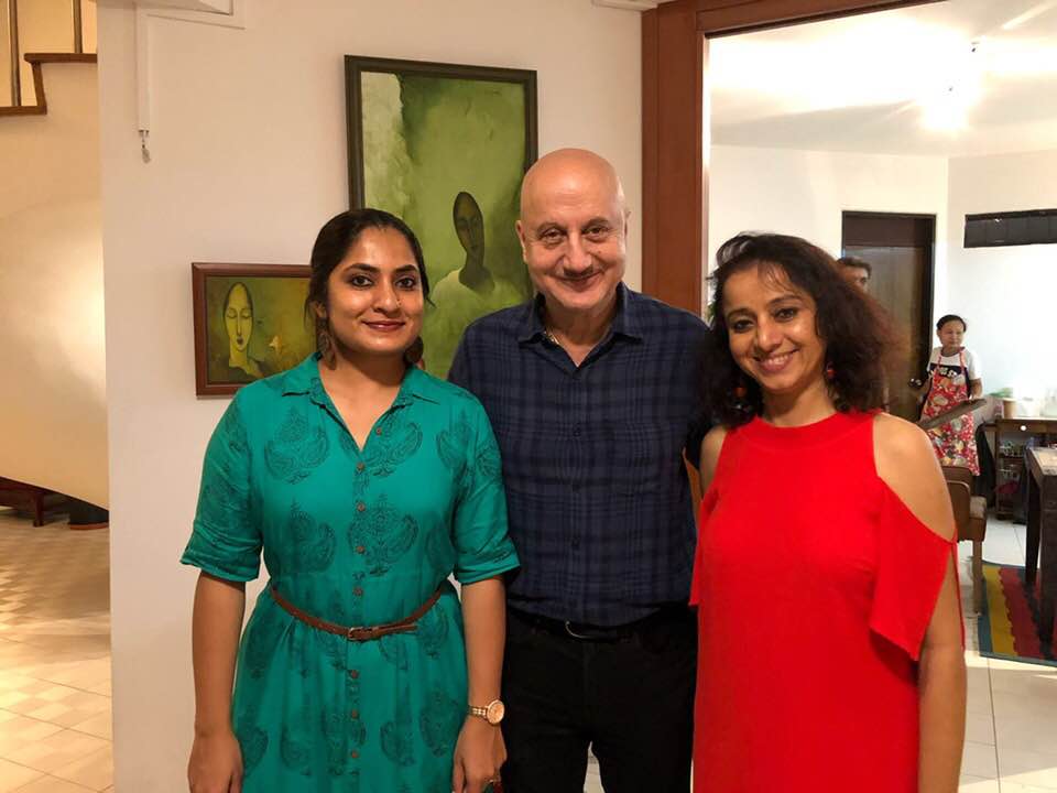 Shalakaa Ranadive (right) with Bollywood star Anupam Kher (centre).
