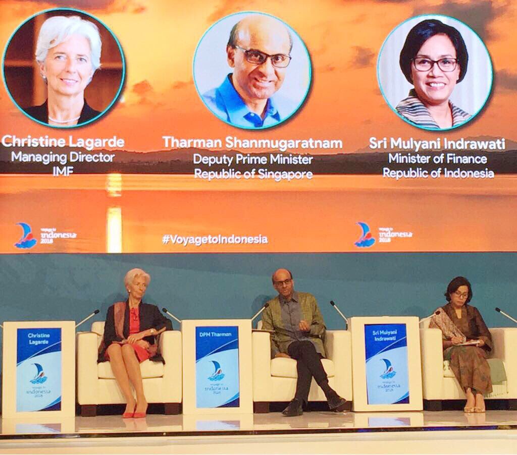 Deputy Prime Minister of Singapore Tharman Shanmugaratnam attending a conference in Jakarta organised by International Monetary Fund (IMF) and Bank Indonesia. 