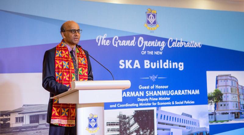 Singapore DPM Tharman Shanmugaratnam officiating SKA's new building on 30 Dec 2017 - Photo  SKA