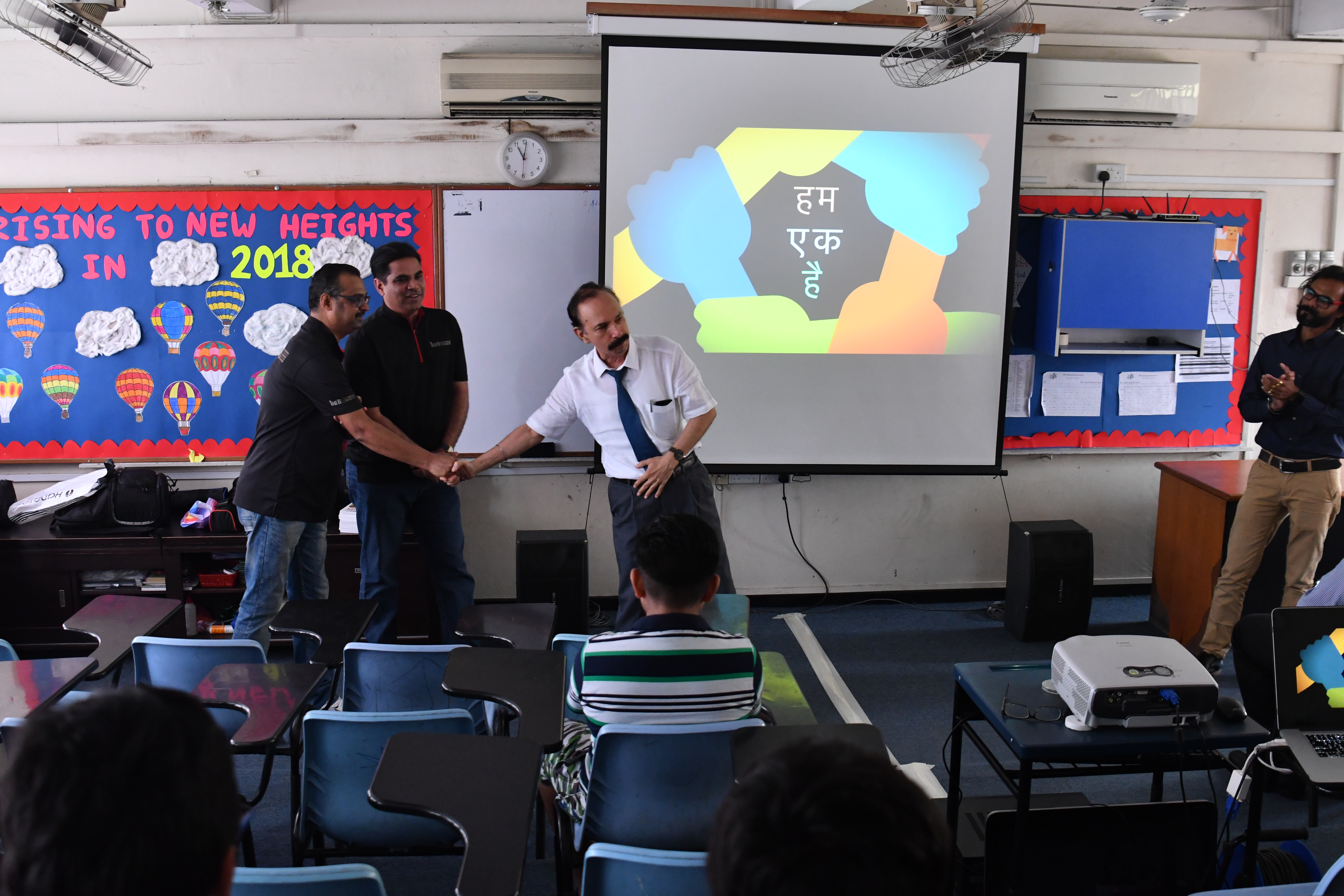 The IndieStrings team and DPS International School Principal Col C Gill at the screening session for Vande II. Photo courtesy: IndieStrings