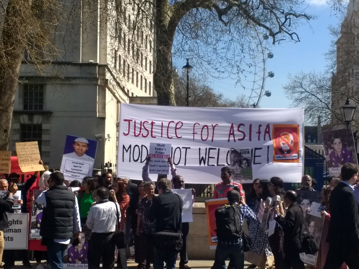 Diaspora protesters outside Westminster in London.