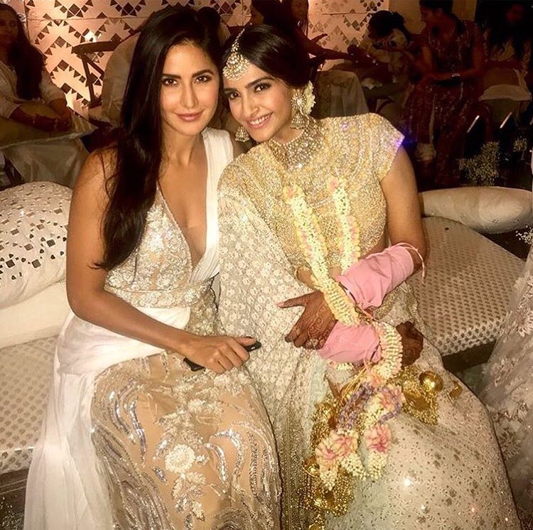 Sonam with Katrina Kaif during her Mehendi ceremony.