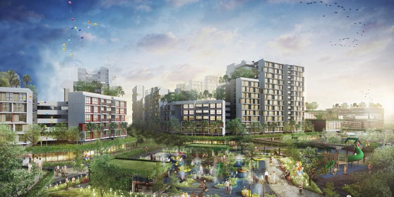 An artist impression of flats at the Tengah Town in Singapore. 