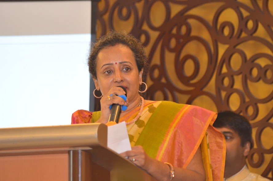 Soundaranayaki Vairavan, co-author of the book giving vote of thanks in the function. 