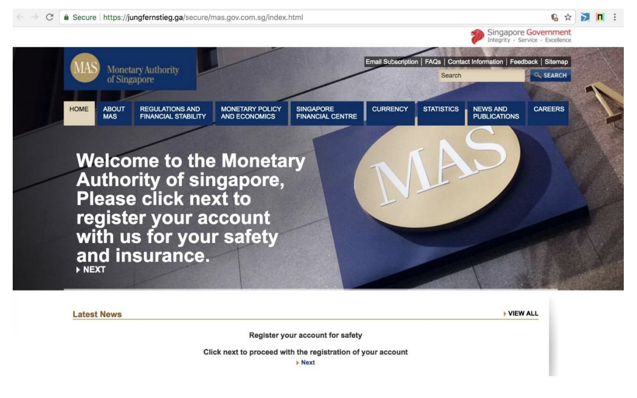 Fake MAS website. Photo courtesy: MAS
