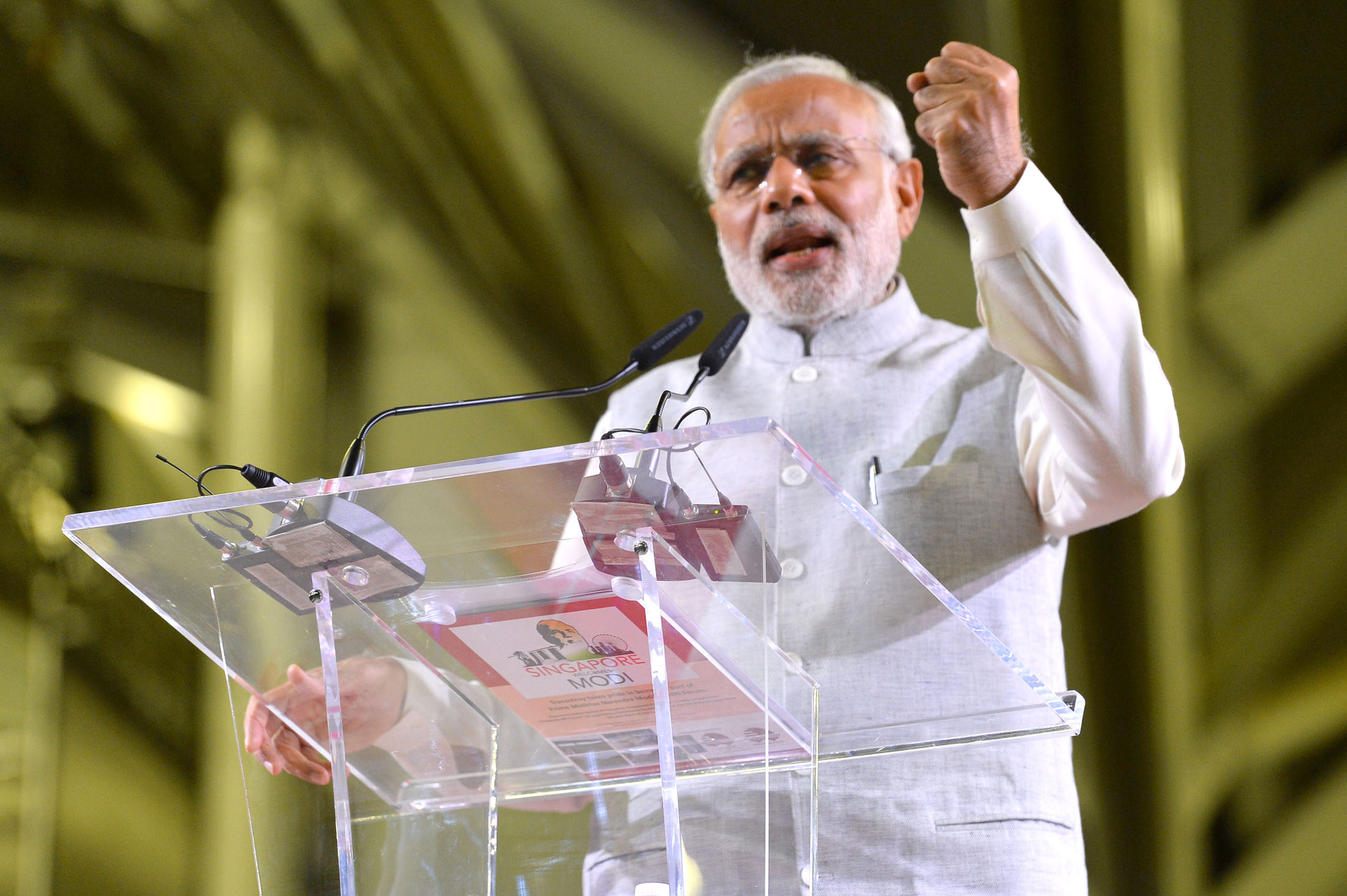 The PM will start his visit by addressing a strong crowd of 5,000 people in a business and community event at the Marina Bay Sands Convention Centre
