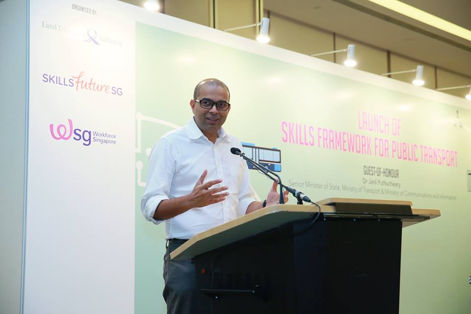 Dr Janil Puthucheary speaking during the launch of the new skills framework. Photo courtesy:  Facebook page of LTA 