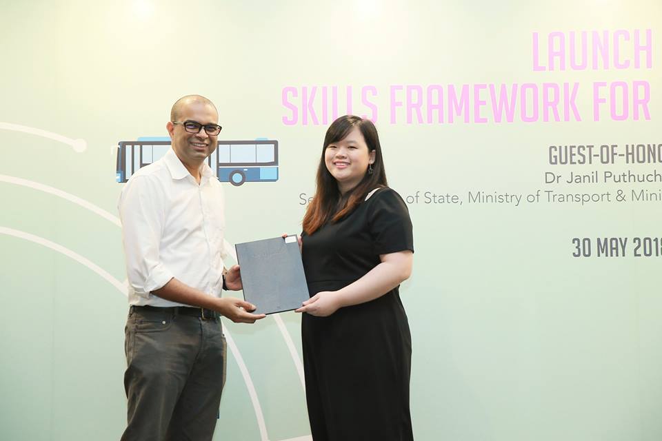 Dr Janil Puthucheary presented the Public Transport Study Awards to outstanding individuals who have shown professionalism, skills mastery and dedication to continuous learning during the launch. Photo courtesy:  Facebook page of LTA 