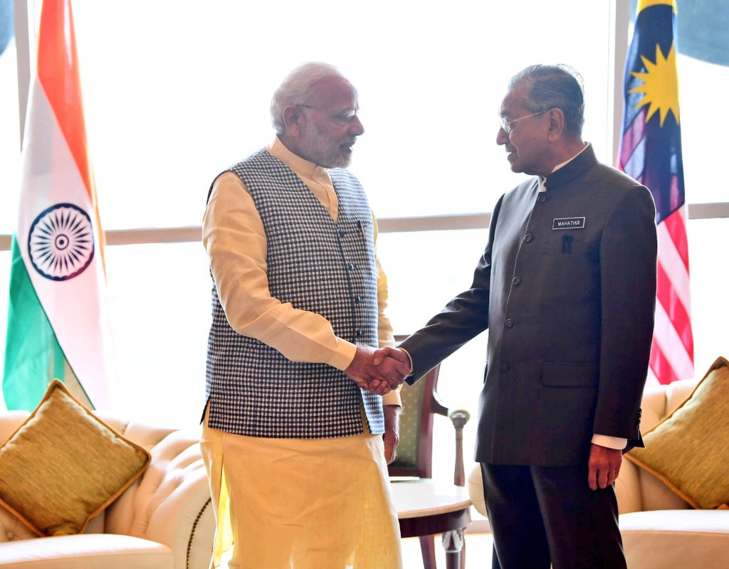 Indian Prime Minister Narendra Modi meeting with the newly elected Malaysian Prime Minister Mahathir Mohammad in his office at Perdana Putra Complex, Putrajaya. Photo courtesy: Twitter/@MEAIndia