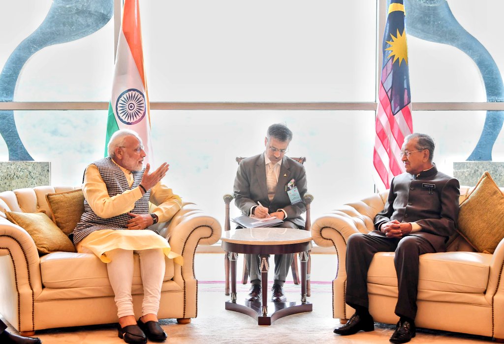 Modi and Mahathir Mohammad held productive exchange of views on strengthening partnership between India and Malaysia.