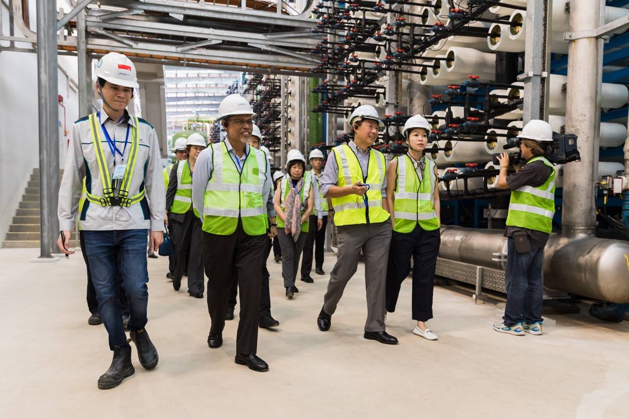 Minister for the Environment and Water Resources Masagos Zulkifli touring the Tuas Desalination Plant. Photo courtesy: PUB