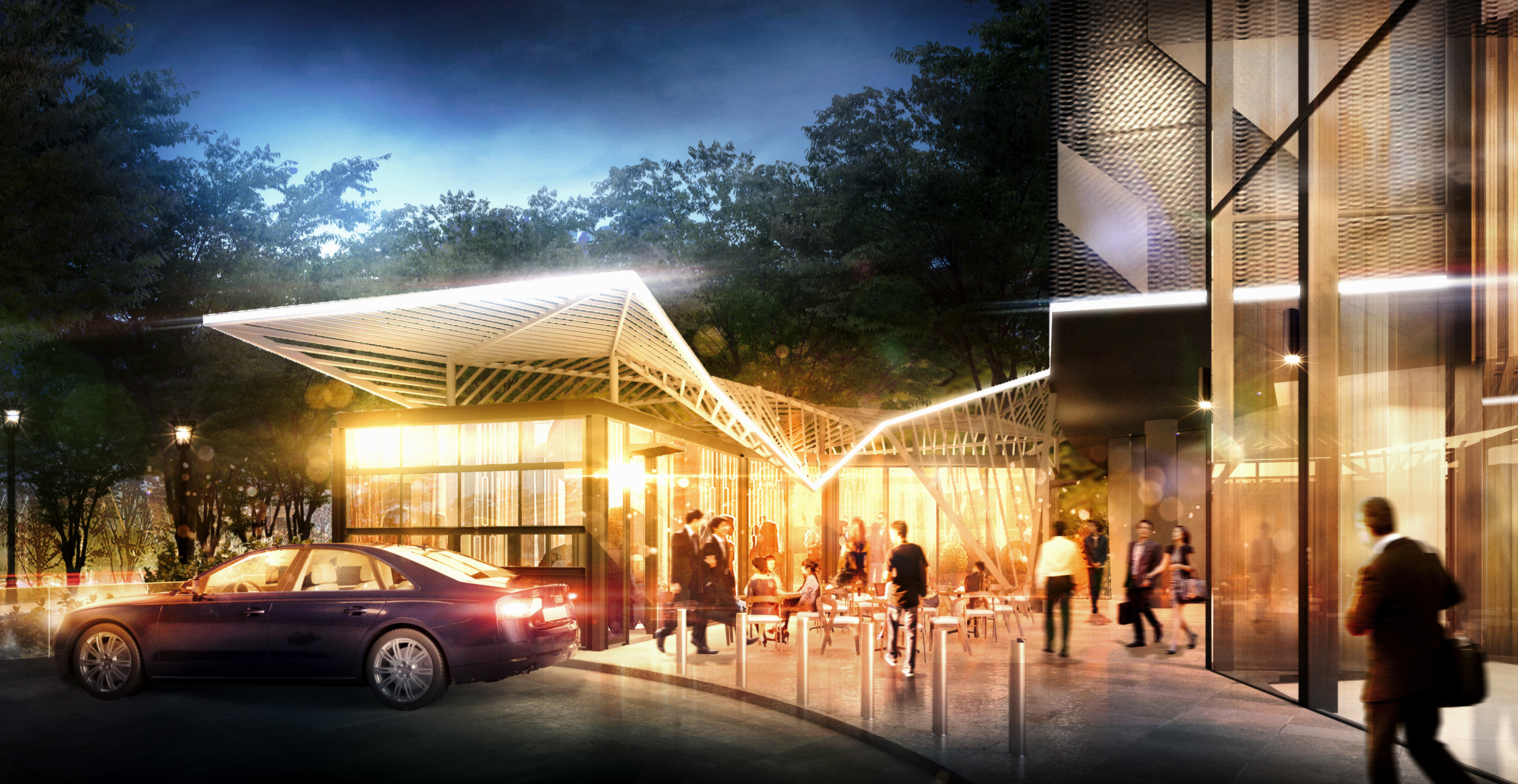 An artist's impression of a Fatburger outlet with a drive-through at SAFRA Mount Faber.
