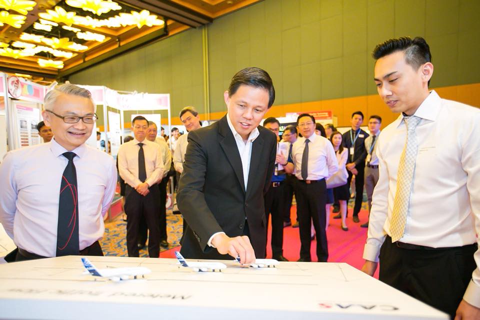 Civil Aviation Authority of Singapore (CAAS) was given the Distinguished ExCEL Innovation Project Award for designing the Distributed Multi-Nodal Air Traffic Flow Management Network project which helps to ease air traffic congestion and enhance the travelling experience for passengers. Photo courtesy: Facebook page of Chan Chun Sing