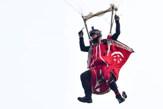 Red Lions will be performing a remarkable feat at NDP 2018 by undertaking 'wingsuit jump' from an incredible height of 3,800 metres. Photo courtesy: Instagram page of thomas_sooth
