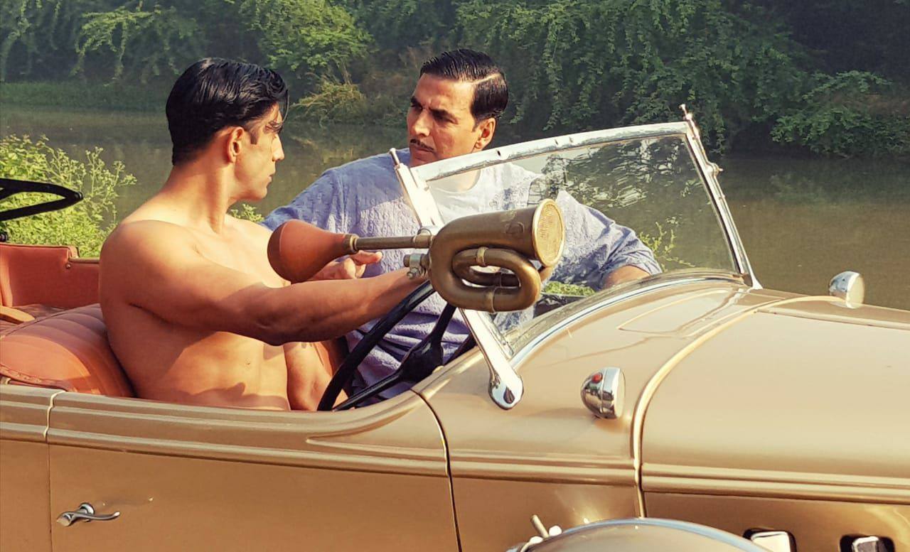 Amit Sadh with Akshay Kumar in a scene, which one can guess to one where a talented hockey player from an affluent background is being recruited or counseled. Photo courtesy: Akshay Kumar FB Page 