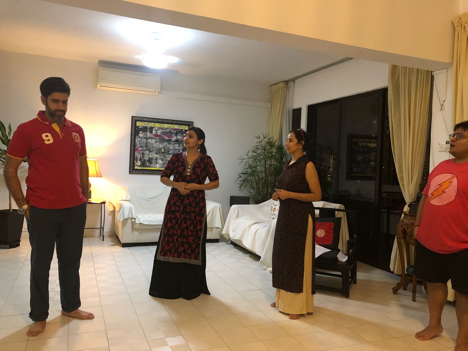 The cast of Gudiya Ghar rehearsing ahead of the show on August 31. Photo courtesy; Shalaka Ranadive