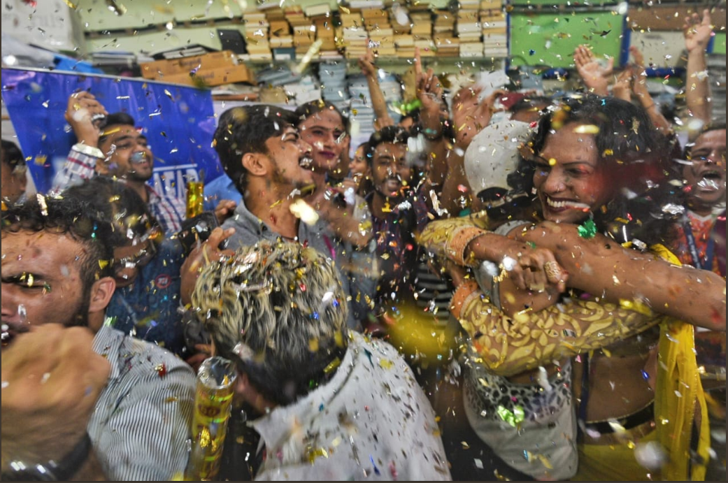 There was an outburst of happiness on the streets of Delhi as activists rejoiced at the decision and celebrated with pride.