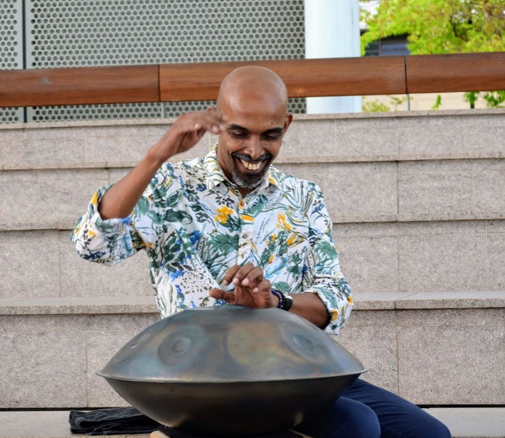 Mohamed Noor, Singapore’s foremost percussionist also plays more than thirty percussion instruments from around the world. Photo: Connected to India