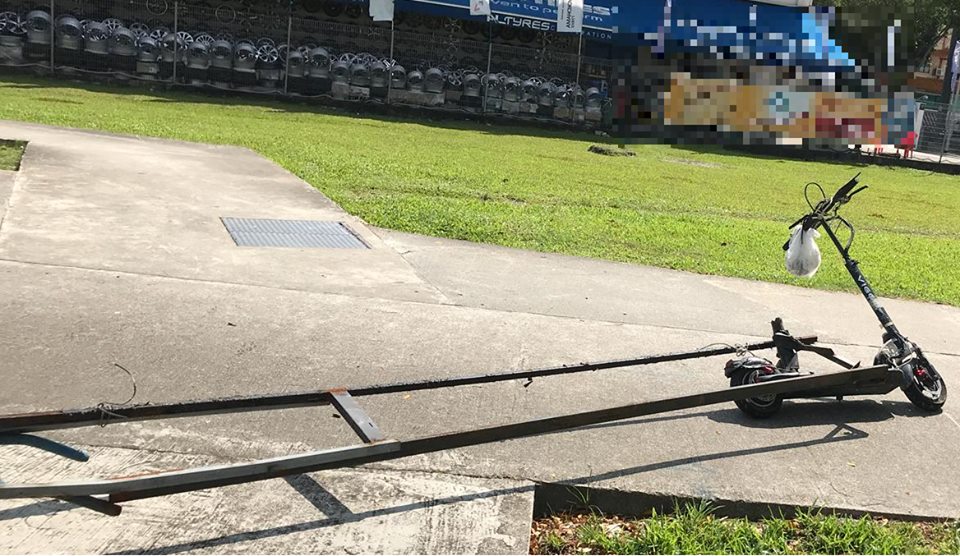 The 'super long' e-scooter has become the talk of the town in Singapore. Photo courtesy: Facebook page of LTA