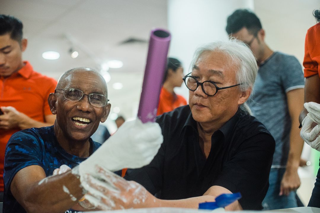 The art piece done by Singapore artist Baet Yeok Kuan commemorating C. Kunalan's distinguished sports career. Photo courtesy: Singapore Sports Hub