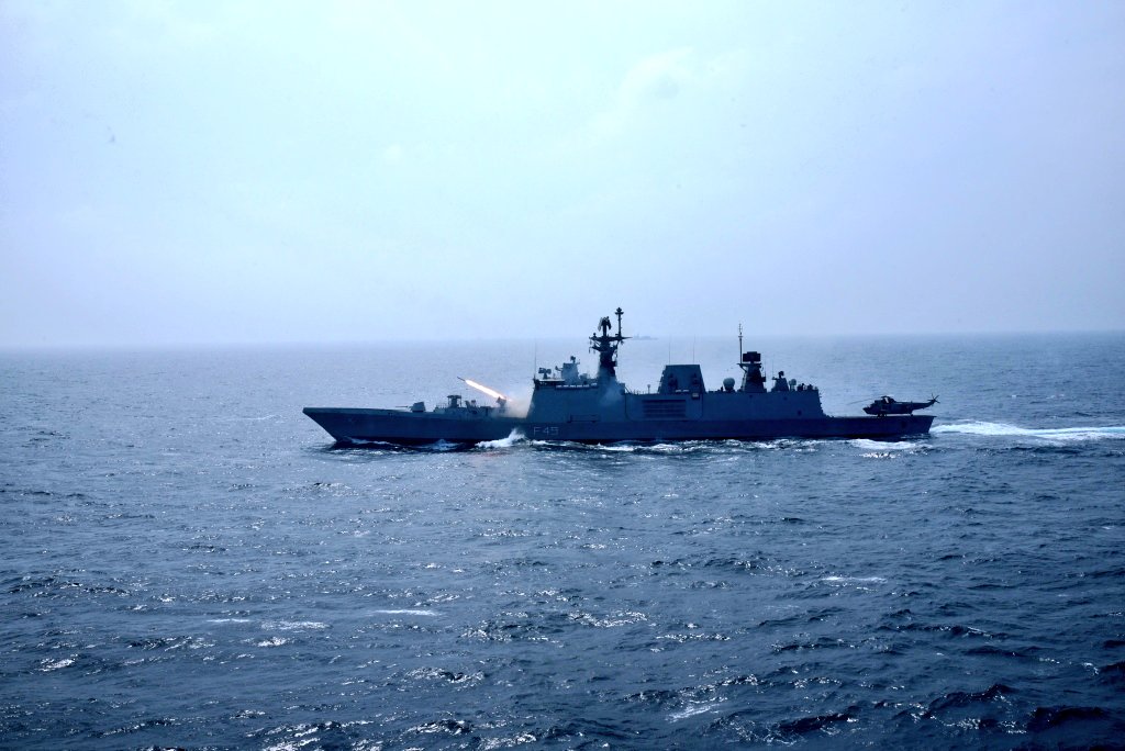 An unidentified warship in SIMBEX2018 in Bay of Bengal (Photo courtesy: Indian Ministry of Defence