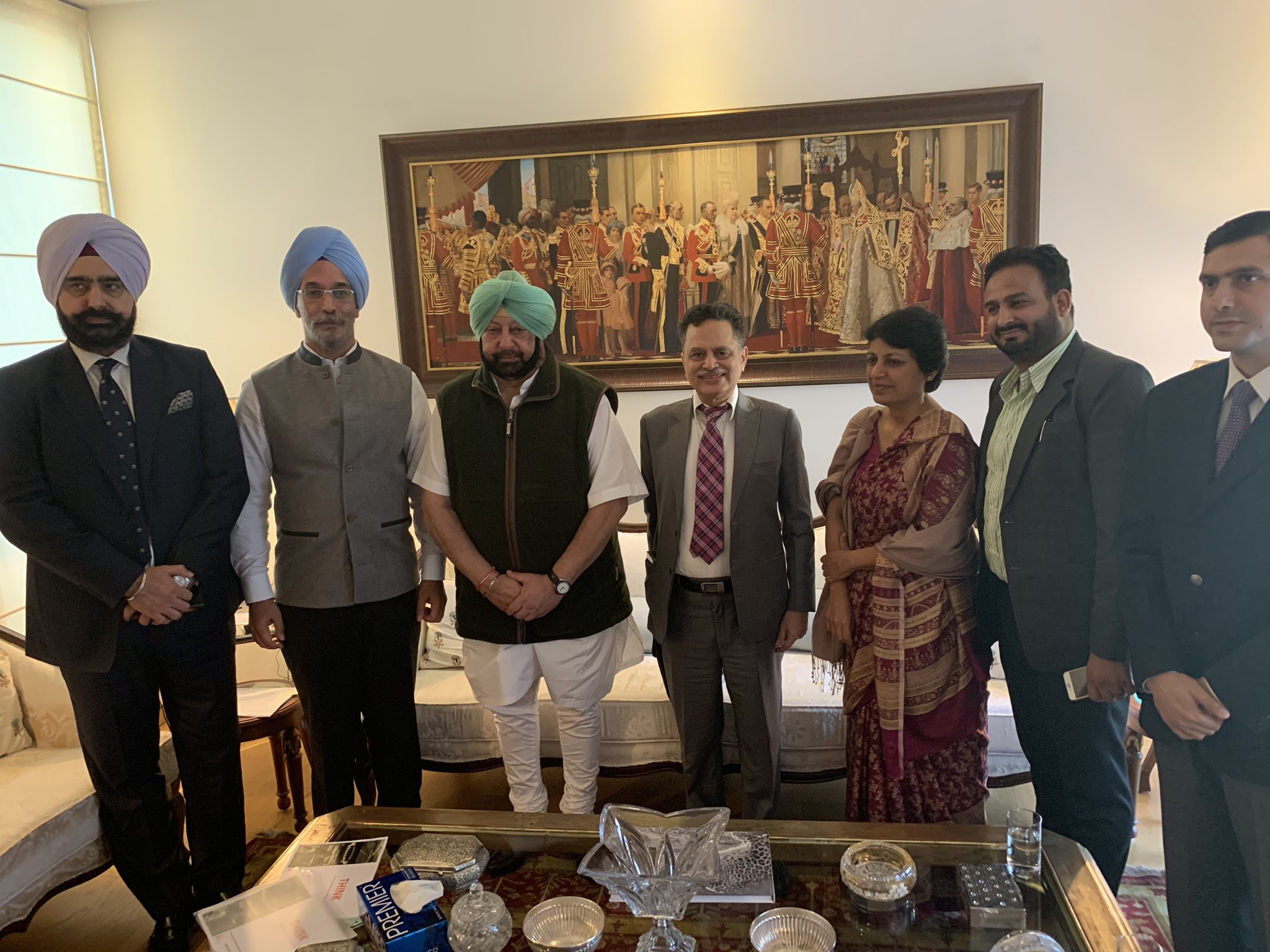 Punjab Chief Minister Captain Amarinder Singh with Singapore-based company Think Gas Investments Pte Limited CEO Hardeep Singh Rai for setting up of Natural Gas Infrastructure in the State at Chandigarh. Many officers of Punjab government are also present in the photograph. Photo courtesy: Twitter@RT_MediaAdvPbCM
