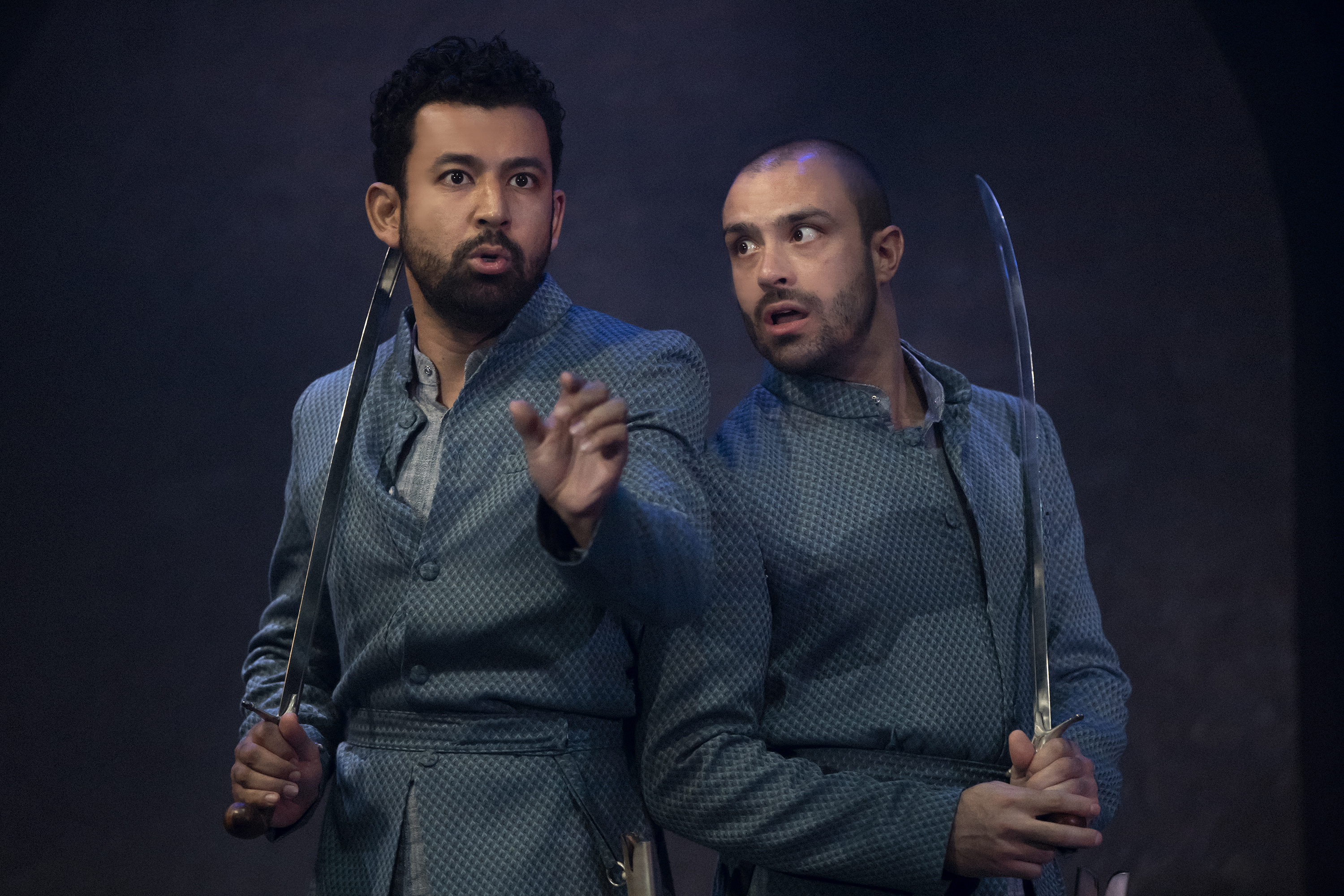Ghafir Akbar plays the character of Humayun while Jay Saighal essays the role of Babar in the play 'Guards at the Taj'. Photo courtesy: Singapore Repertory Theatre 