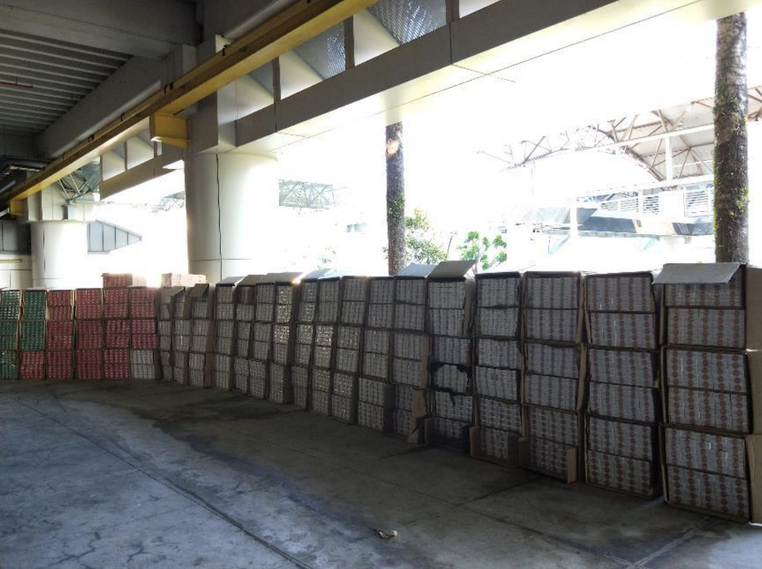 A total of 7,500 cartons of duty-unpaid cigarettes were seized. Photo courtesy: ICA