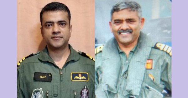 Indian Navy Commander (Pilot) Vijay Varma (left) and Captain (Pilot) P. RajKumar have been chosen for the Straits Times Asian of the Year 2018 award for their death-defying rescue operations in Kerala floods. Photo courtesy: Twitter@indiannavy