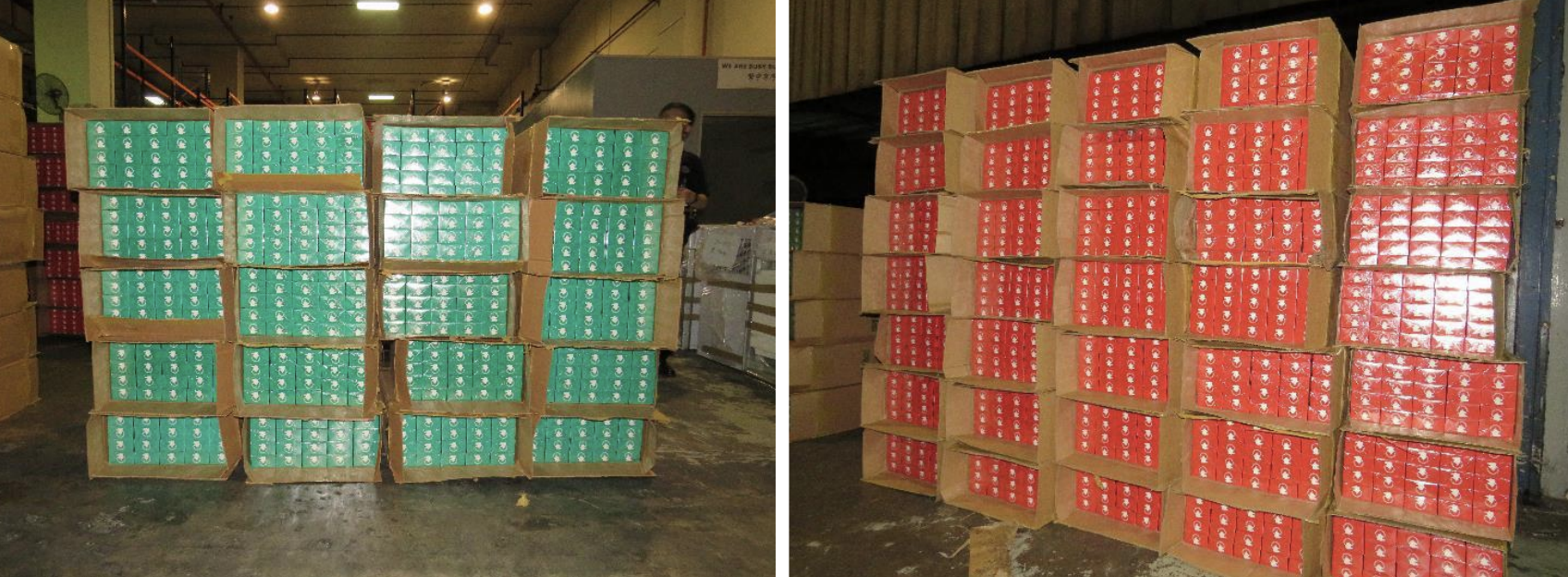 Duty-unpaid cigarettes uncovered from the Singapore-registered lorry. Photo courtesy: ICA