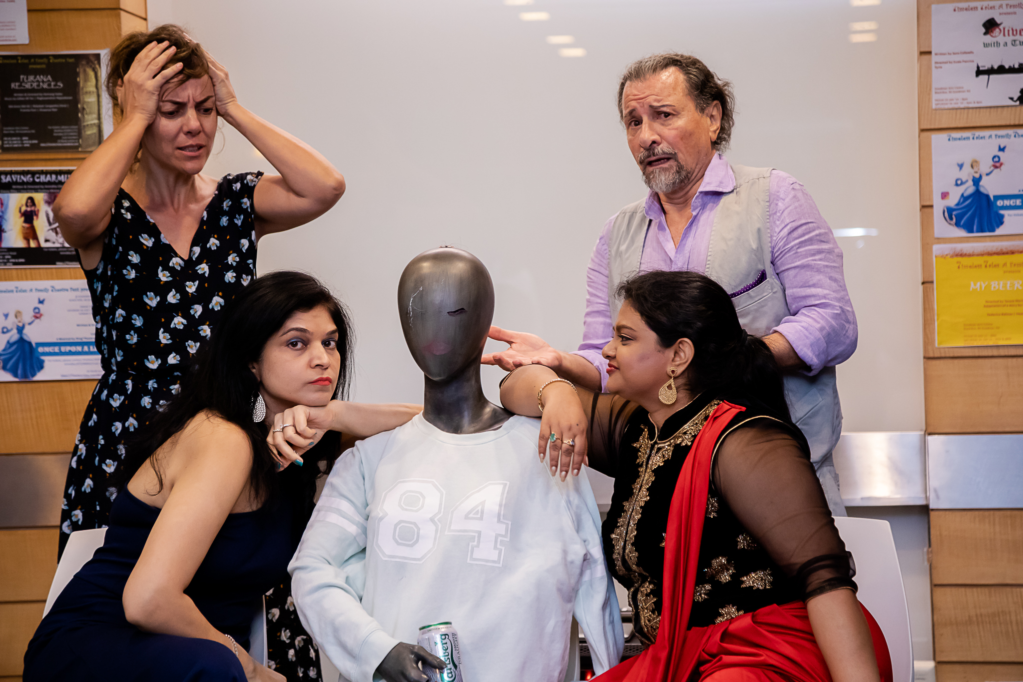 My Beer Lady team (L to R, top row) Teresa (Director),  Federico Balmas, with Festival Directors Anindita & Shalima. Missing in picture: Heather Mullins